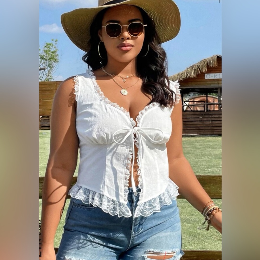 Lacey Front Tie Top
